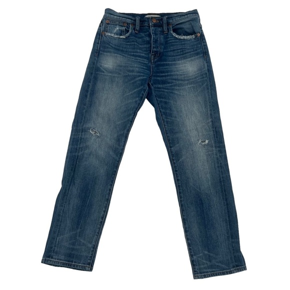 Madewell Cruiser Straight Leg Button Fly Distressed Jeans Size 26 Women's - Picture 1 of 8